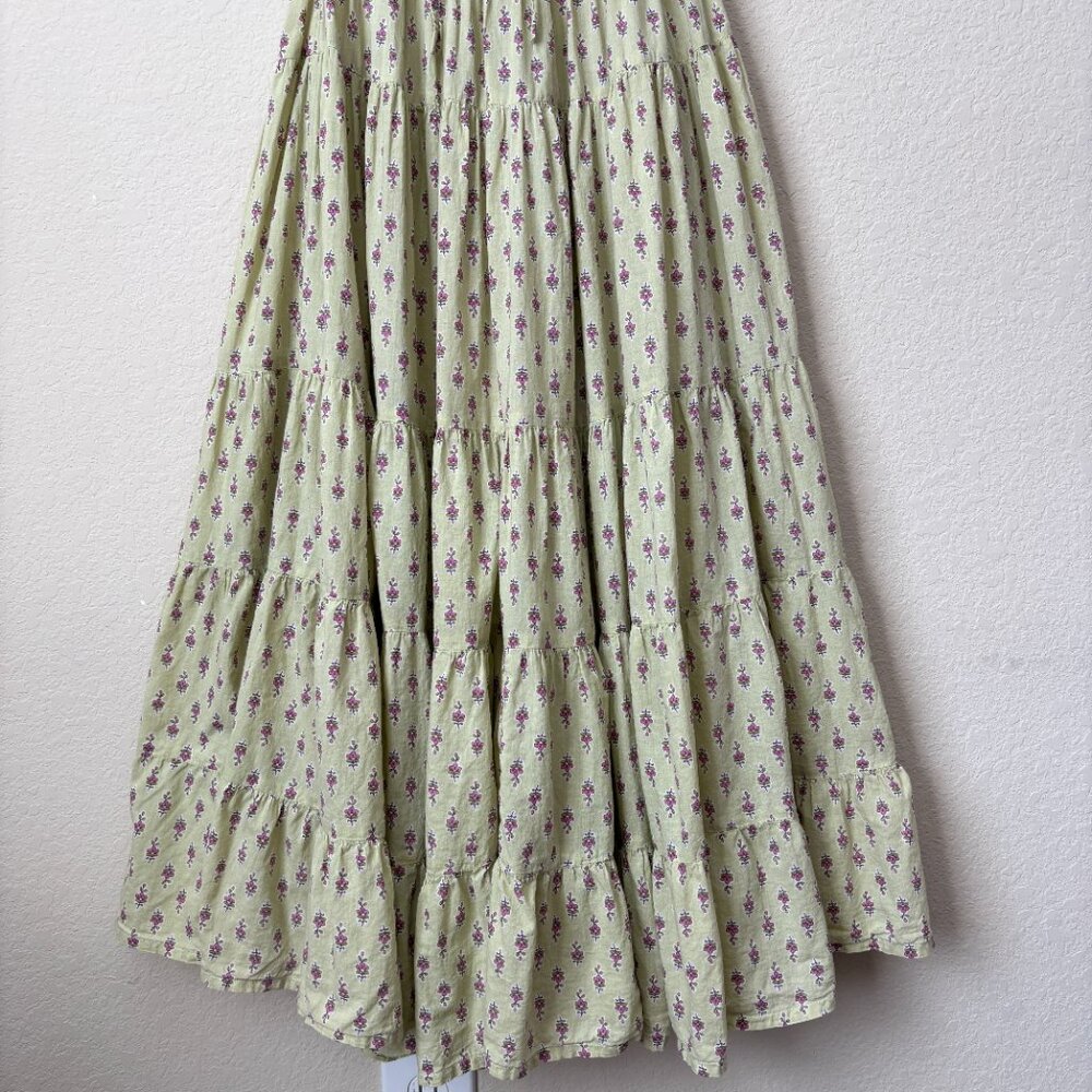 Smocked Floral Maxi Dress in Light Green - Picture 5 of 11